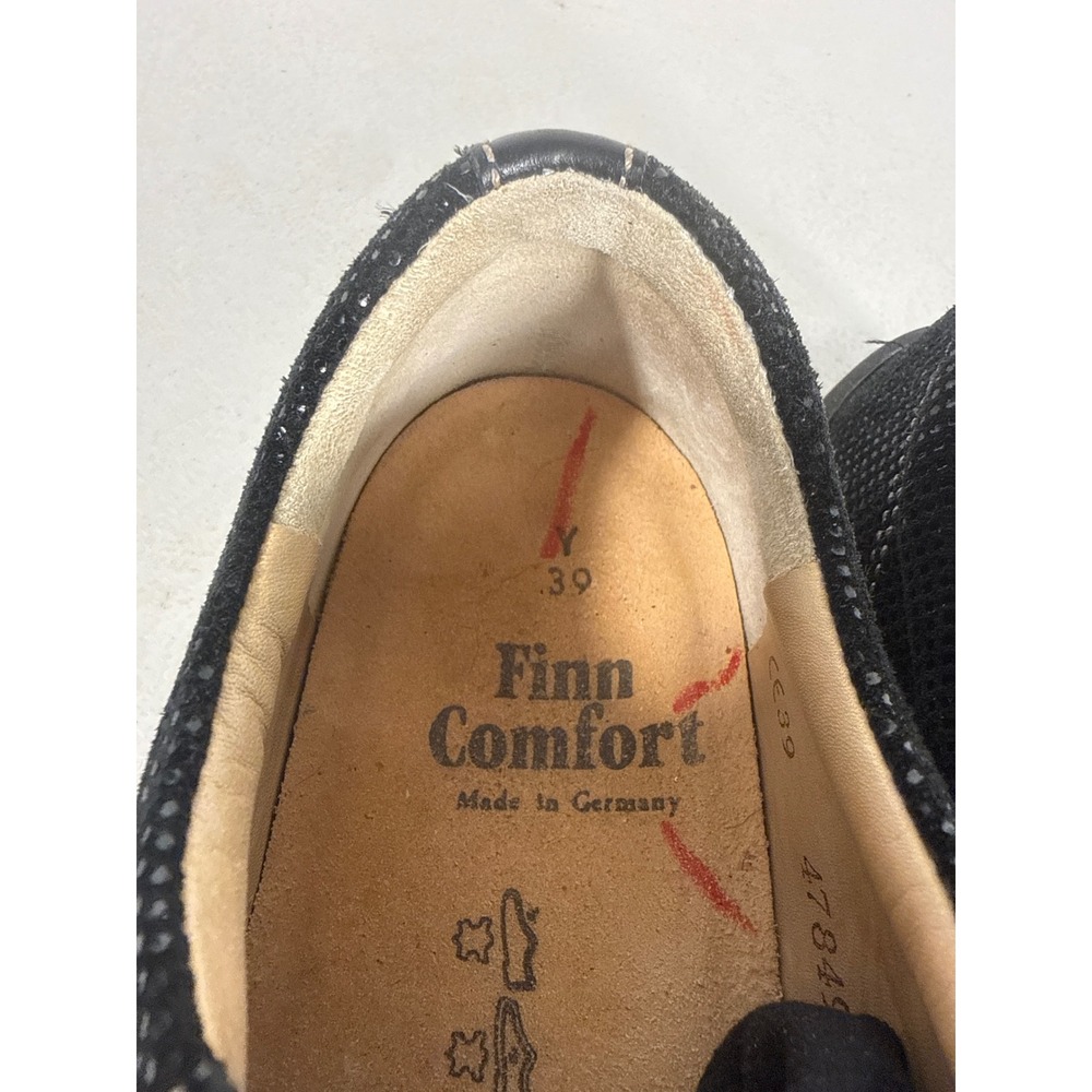 Finn Comfort Womens Black Leather Suede Lace Up Walking Shoes Germany Siz 39 8.5 - Picture 8 of 10